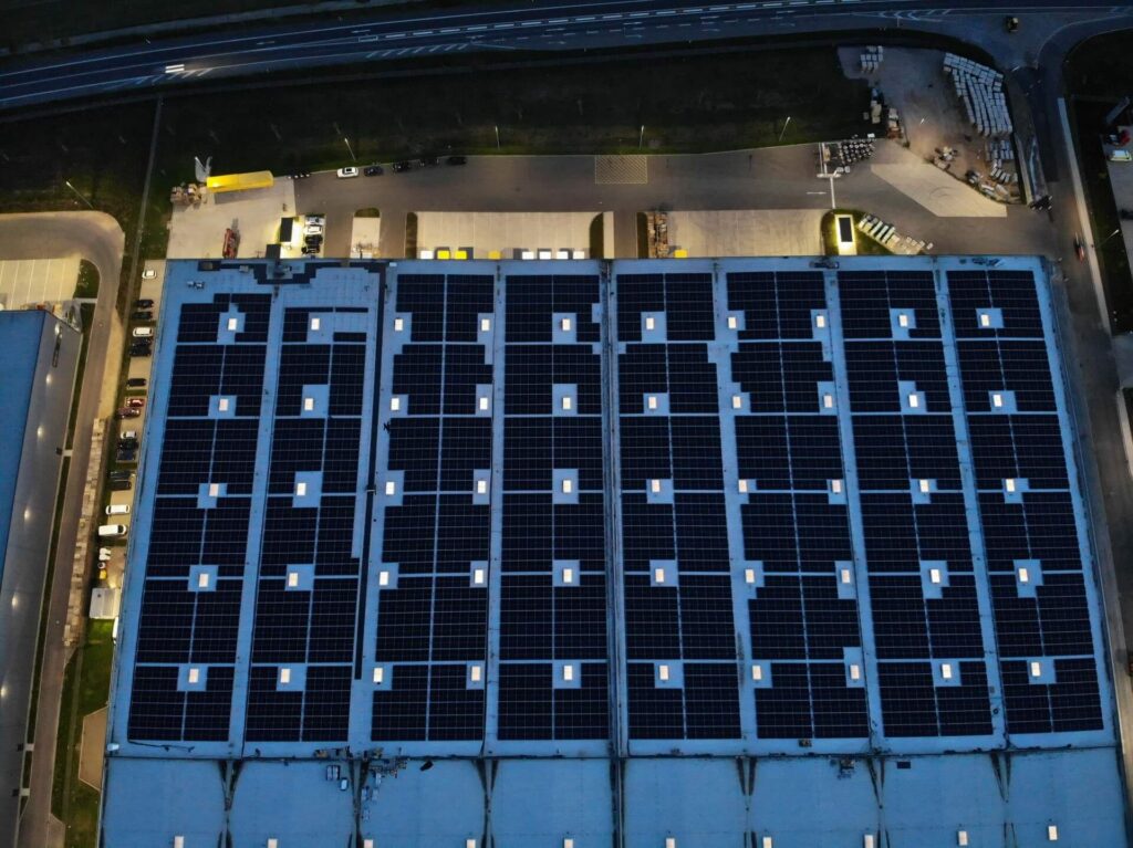 Solar panels on the top of headquarters roof