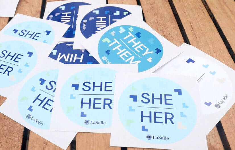 Stickers with pronouns from LaSalle