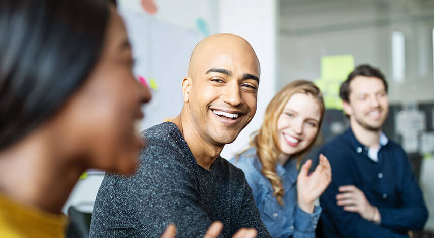 A group of people laughing