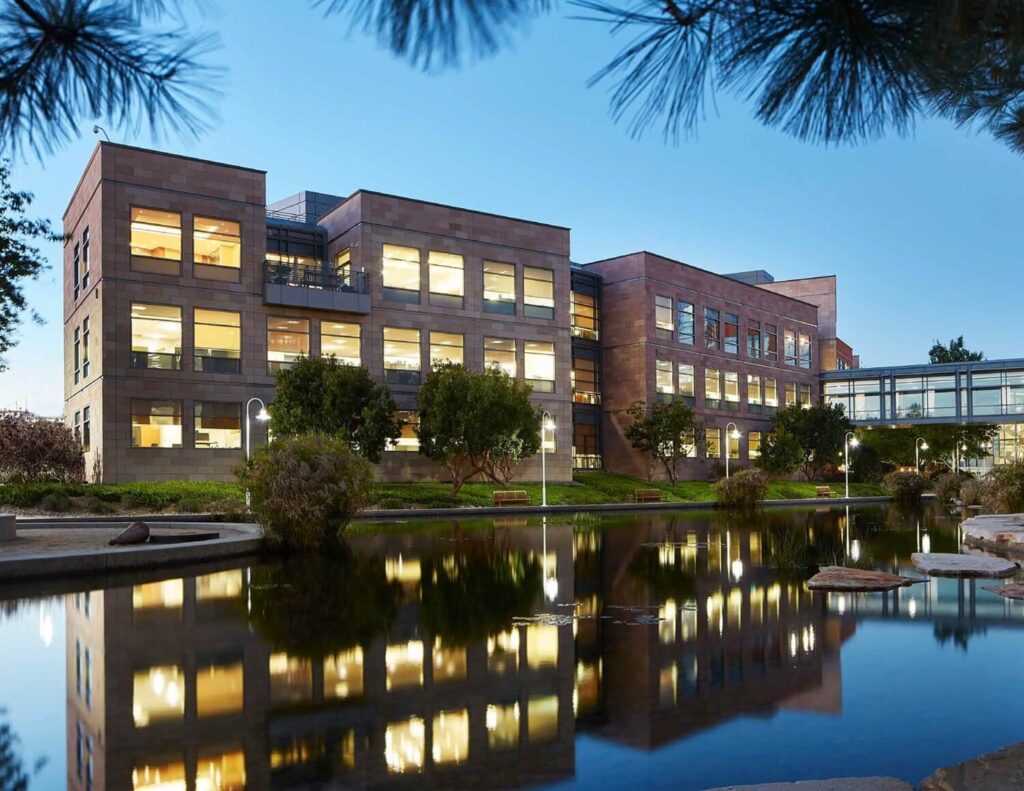 View of the pool next to the Illumina building