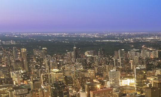 Illuminated city at night