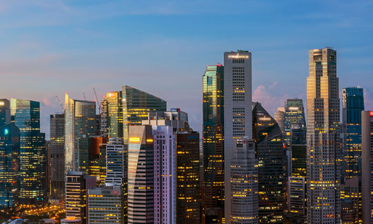 Photo of many skyscrapers at night