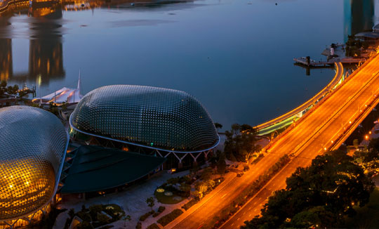 Photo of Esplanade Theatres at night