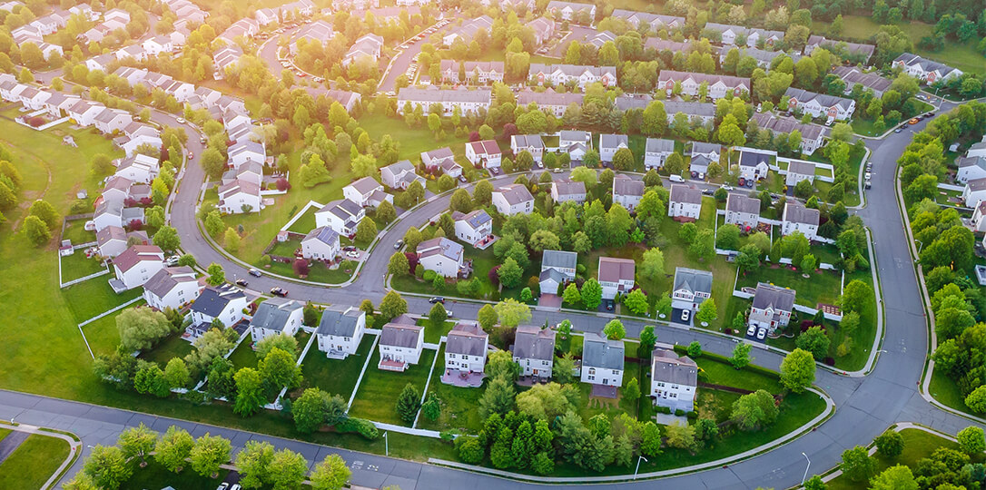 A green estate with single-family houses