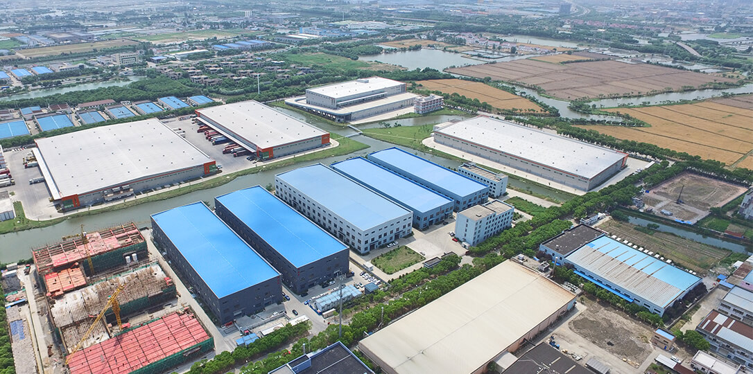 Aerial view of the factory buildings