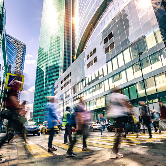 Skyscrapers on a busy street