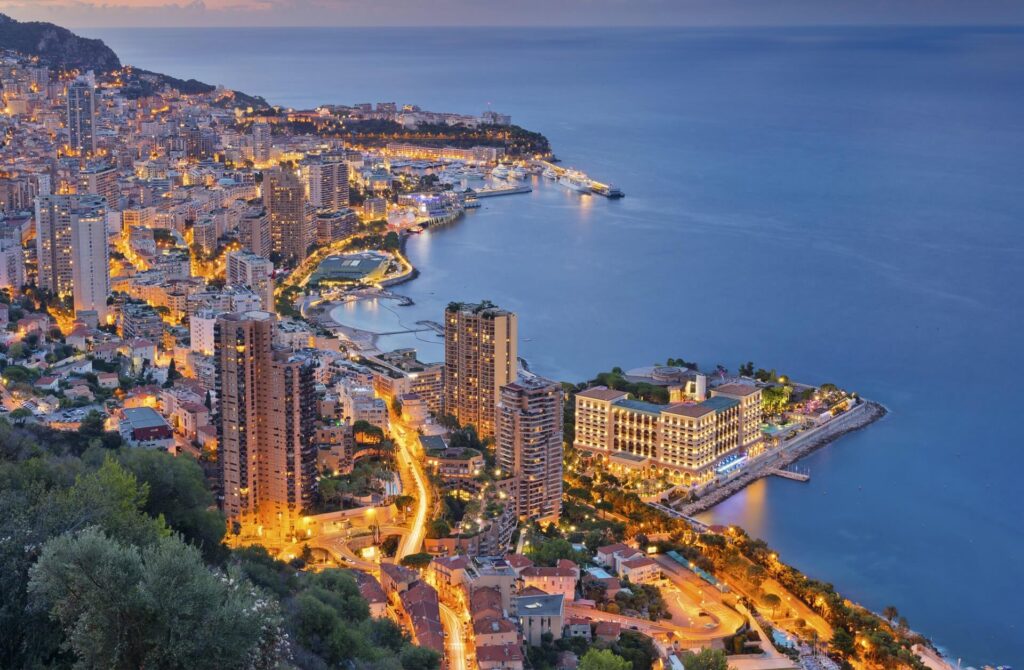 Bird's eye view on the shoreline and the city 