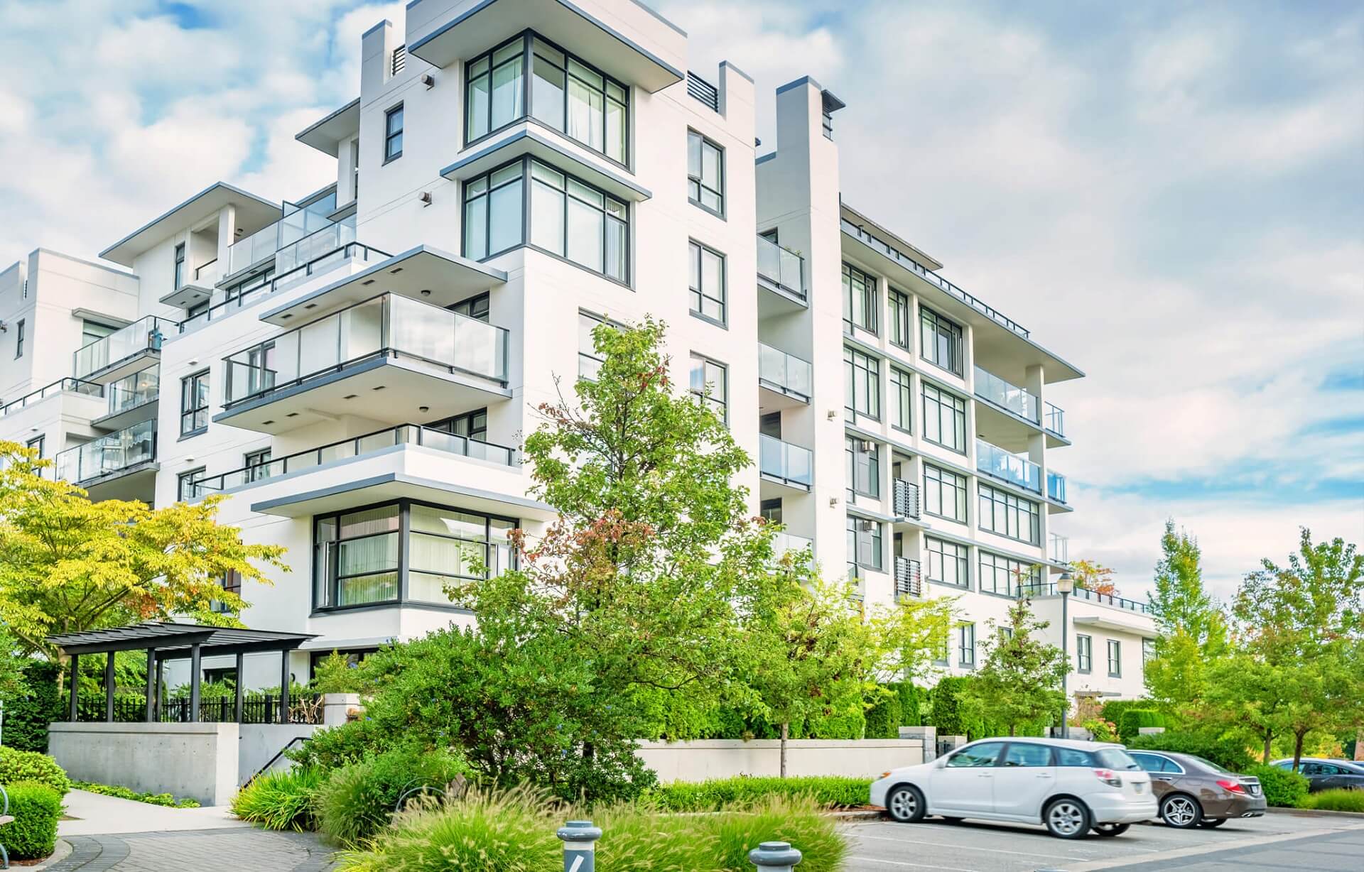 Modern building and greenery 