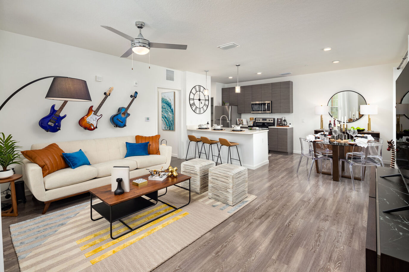 View of the kitchenette with the living room.