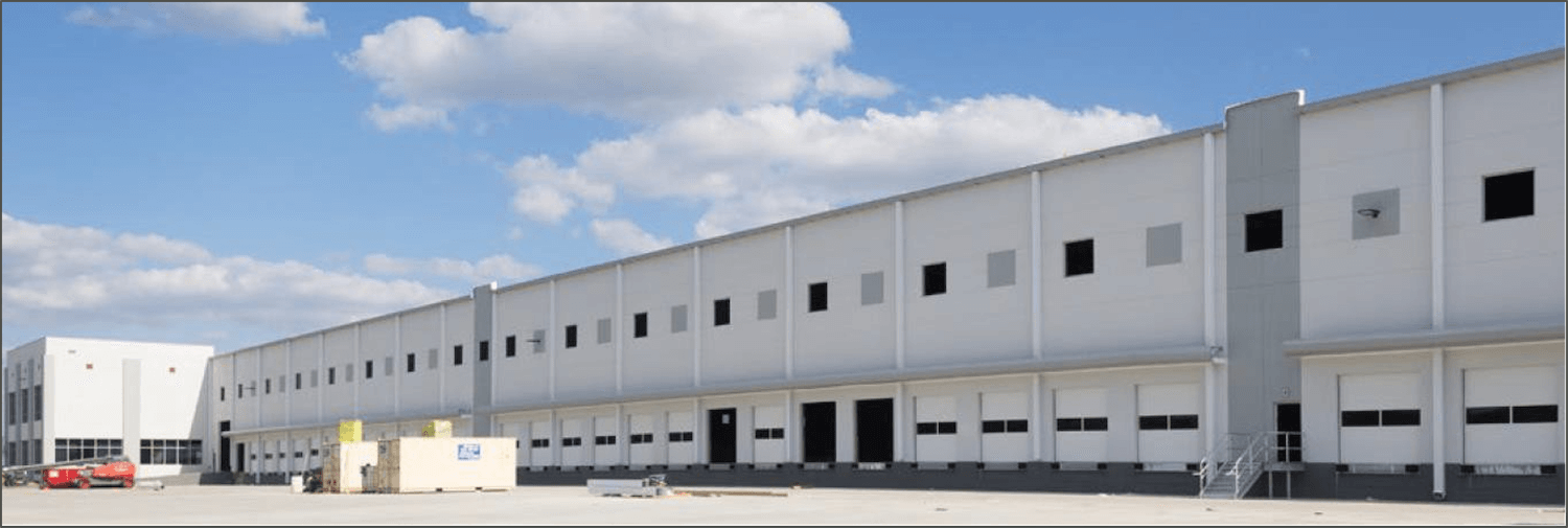 Long white warehouse
