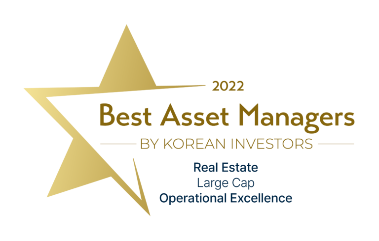 a logo of the best asset managers of 2022 as judged by korean investors which lasalle investment management has won