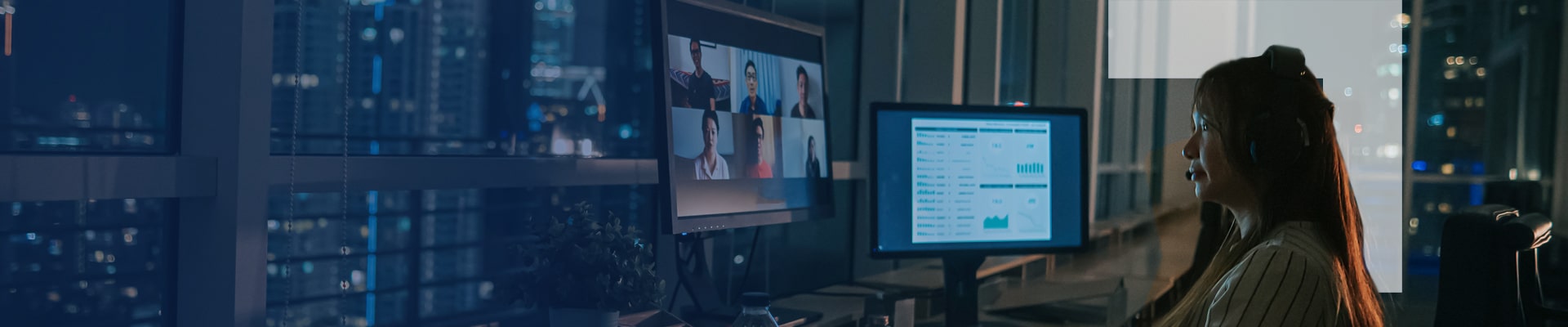 A woman attending an online meeting